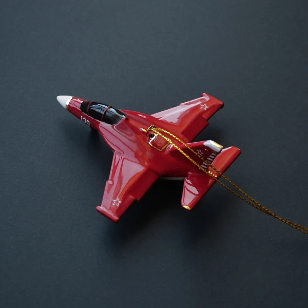 Елочная игрушка самолет Учебный №130 красный (фарфор) серия Самолеты России