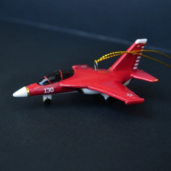 Елочная игрушка самолет Учебный №130 красный (фарфор) серия Самолеты России