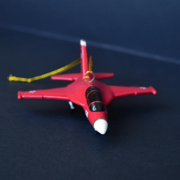 Елочная игрушка самолет Учебный №130 красный (фарфор) серия Самолеты России