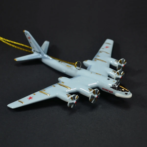 Елочная игрушка самолет №95 Медведь (фарфор) серия Самолеты России