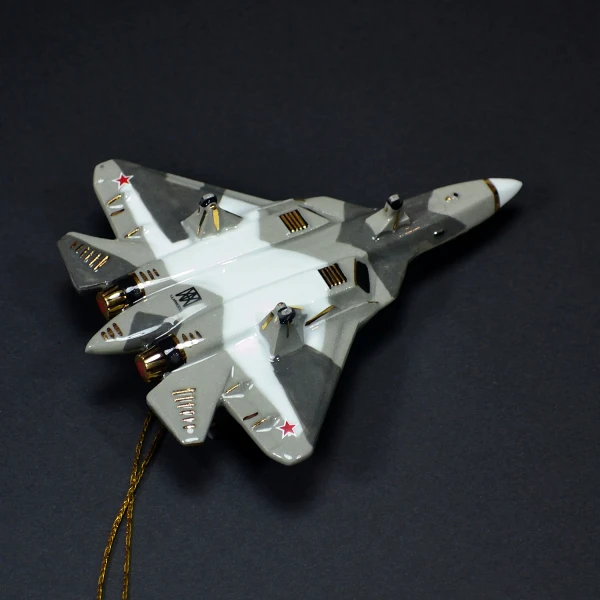 Ёлочная игрушка  самолет истребитель №57 (фарфор) серия Самолеты России