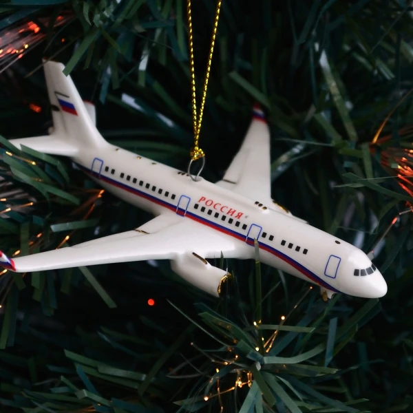 Елочная игрушка самолет № 214 "Россия" (фарфор) серия Самолеты России