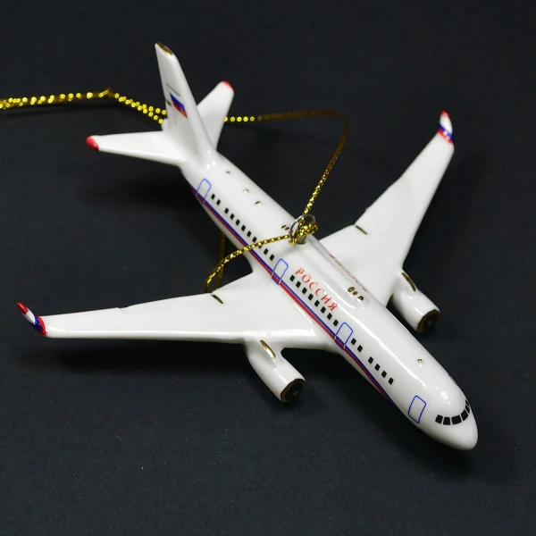 Елочная игрушка самолет № 214 "Россия" (фарфор) серия Самолеты России