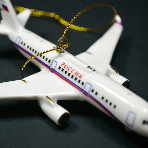 Елочная игрушка самолет № 214 "Россия" (фарфор) серия Самолеты России