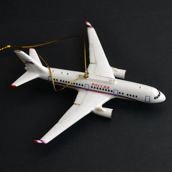 Елочная игрушка самолет № 214 "Россия" (фарфор) серия Самолеты России