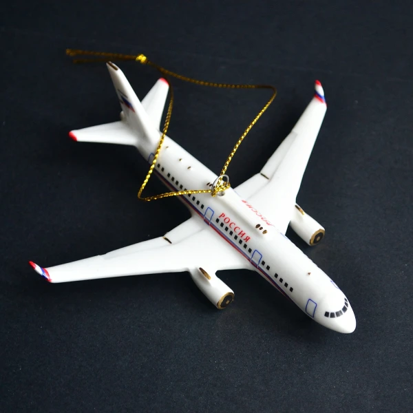Елочная игрушка самолет № 214 "Россия" (фарфор) серия Самолеты России