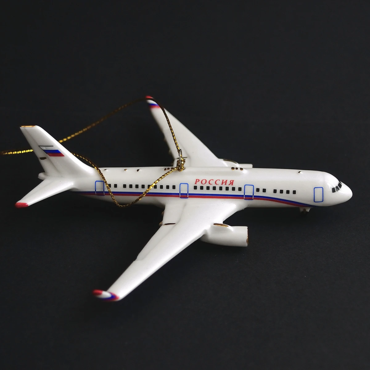Елочная игрушка самолет № 214 "Россия" (фарфор) серия Самолеты России