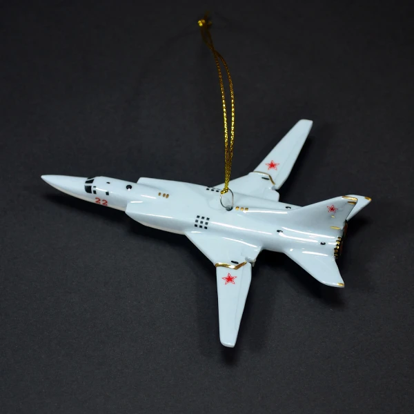 Ёлочная игрушка Самолет-Бомбардировщик №22 серый (фарфор) серия Самолеты России
