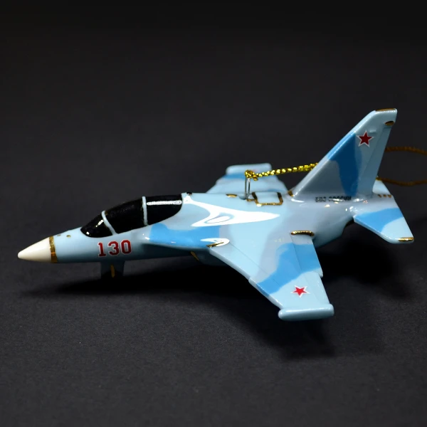 Елочная игрушка самолет Учебный №130 голубой (фарфор) серия Самолеты России