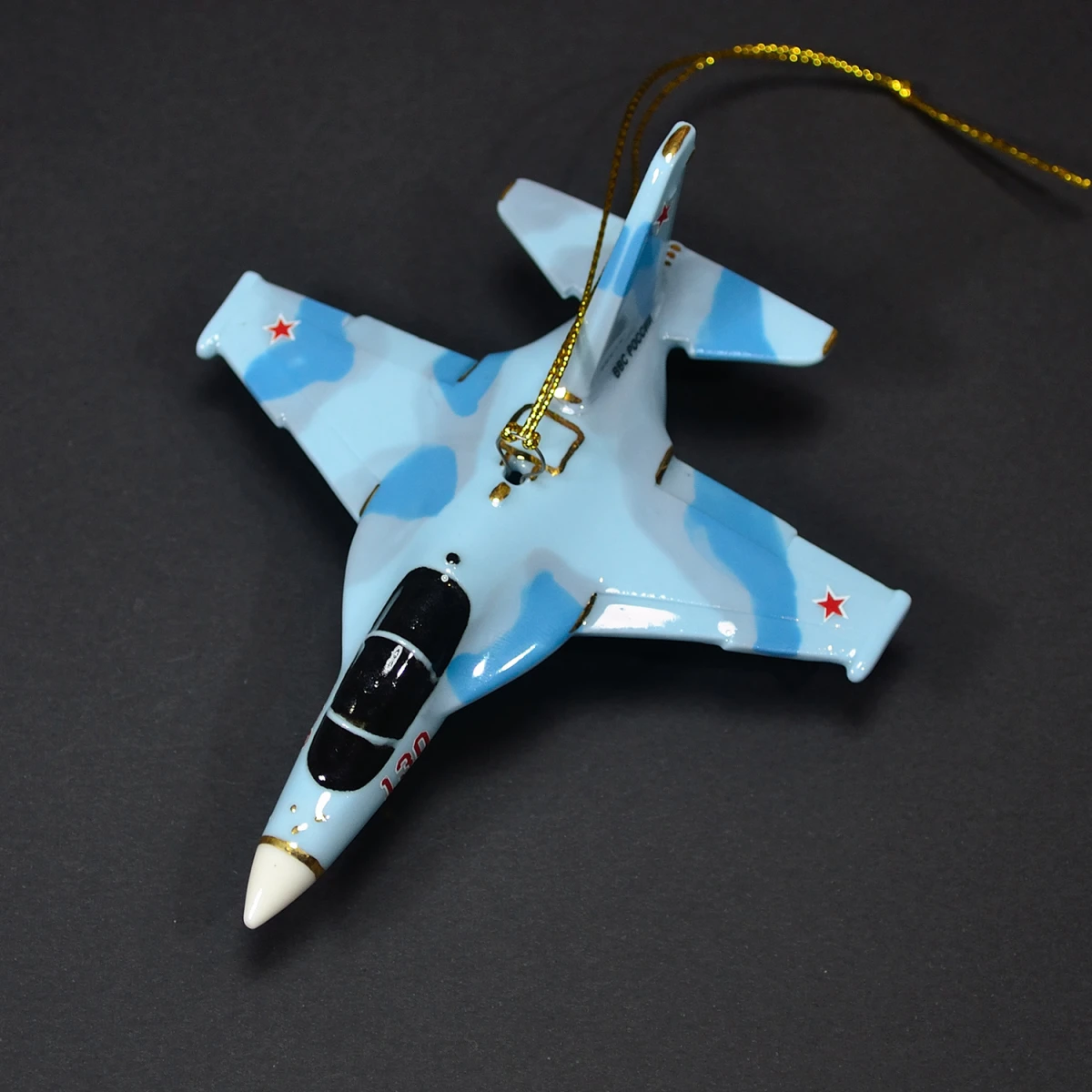 Елочная игрушка самолет Учебный №130 голубой (фарфор) серия Самолеты России