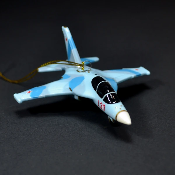 Елочная игрушка самолет Учебный №130 голубой (фарфор) серия Самолеты России