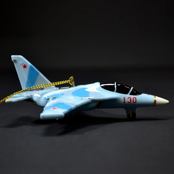Елочная игрушка самолет Учебный №130 голубой (фарфор) серия Самолеты России