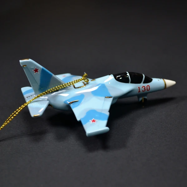 Елочная игрушка самолет Учебный №130 голубой (фарфор) серия Самолеты России
